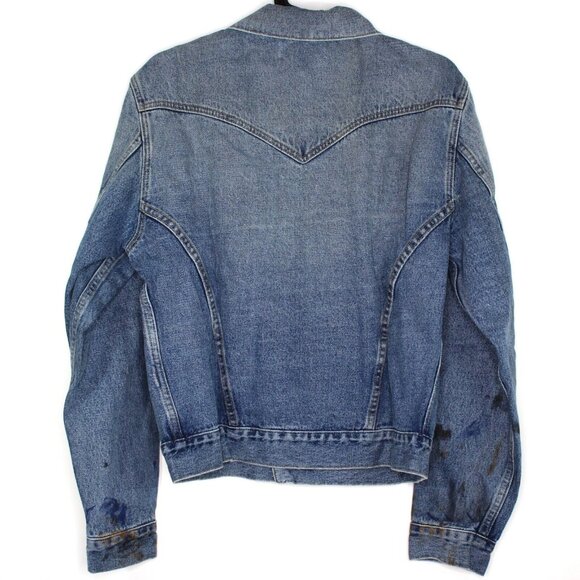 Bare Knuckles Mens Small Paint Splatter Denim Trucker Cropped Jacket NEW R1660 - Picture 6 of 7